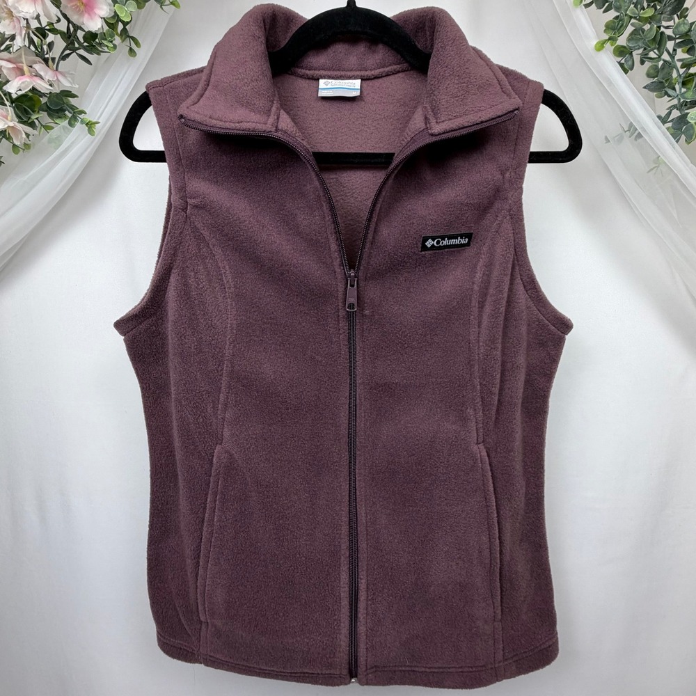 Columbia Benton Springs Fleece Vest Womens Medium Purple Full Zip WL1023